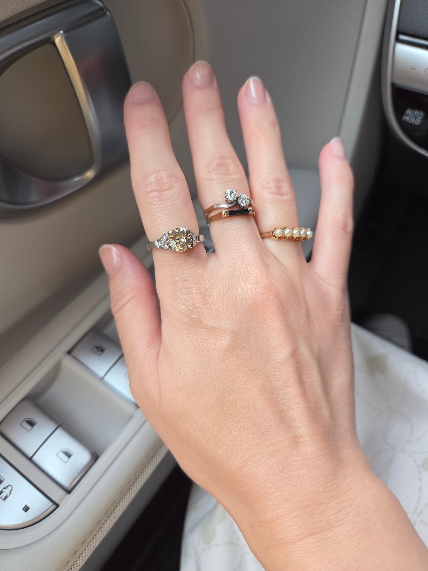 Antique Fancy Color Diamond Platinum Ring
