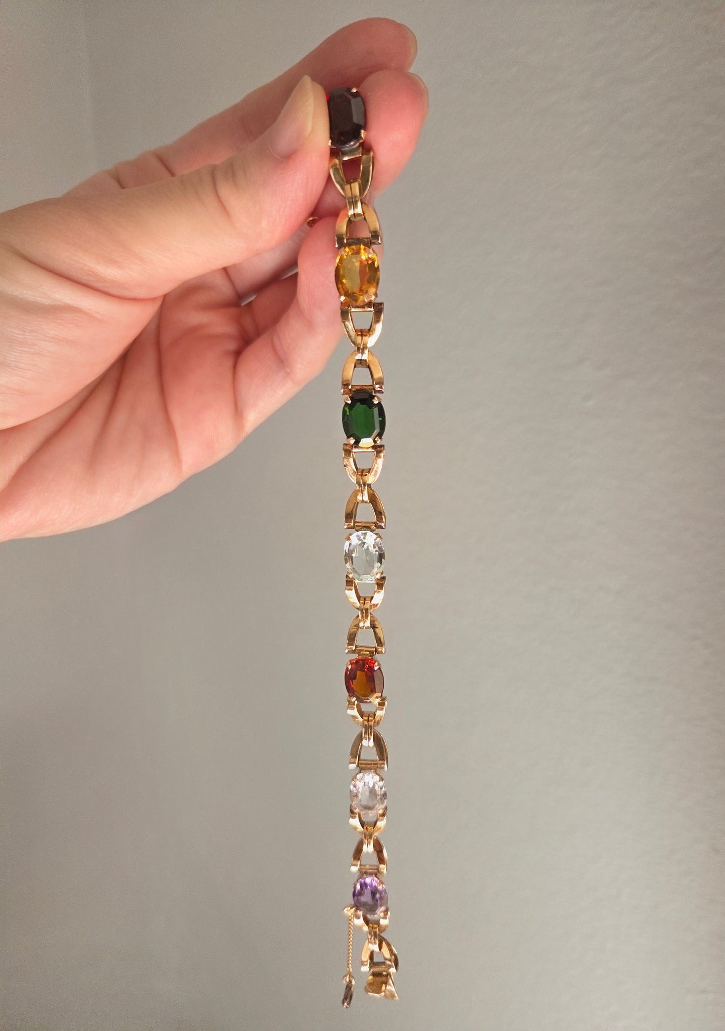 Vintage Retro Multi Gemstone Bracelet 18k Gold