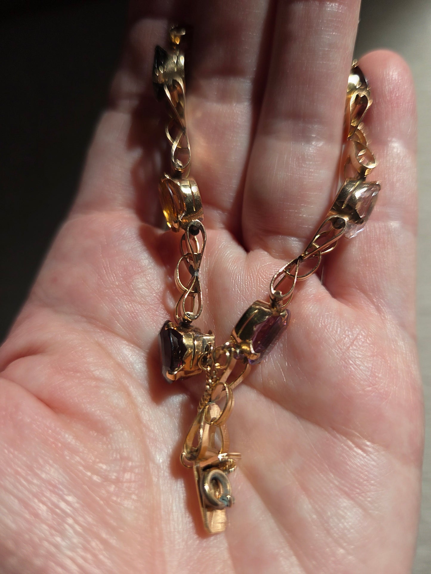Vintage Retro Multi Gemstone Bracelet 18k Gold