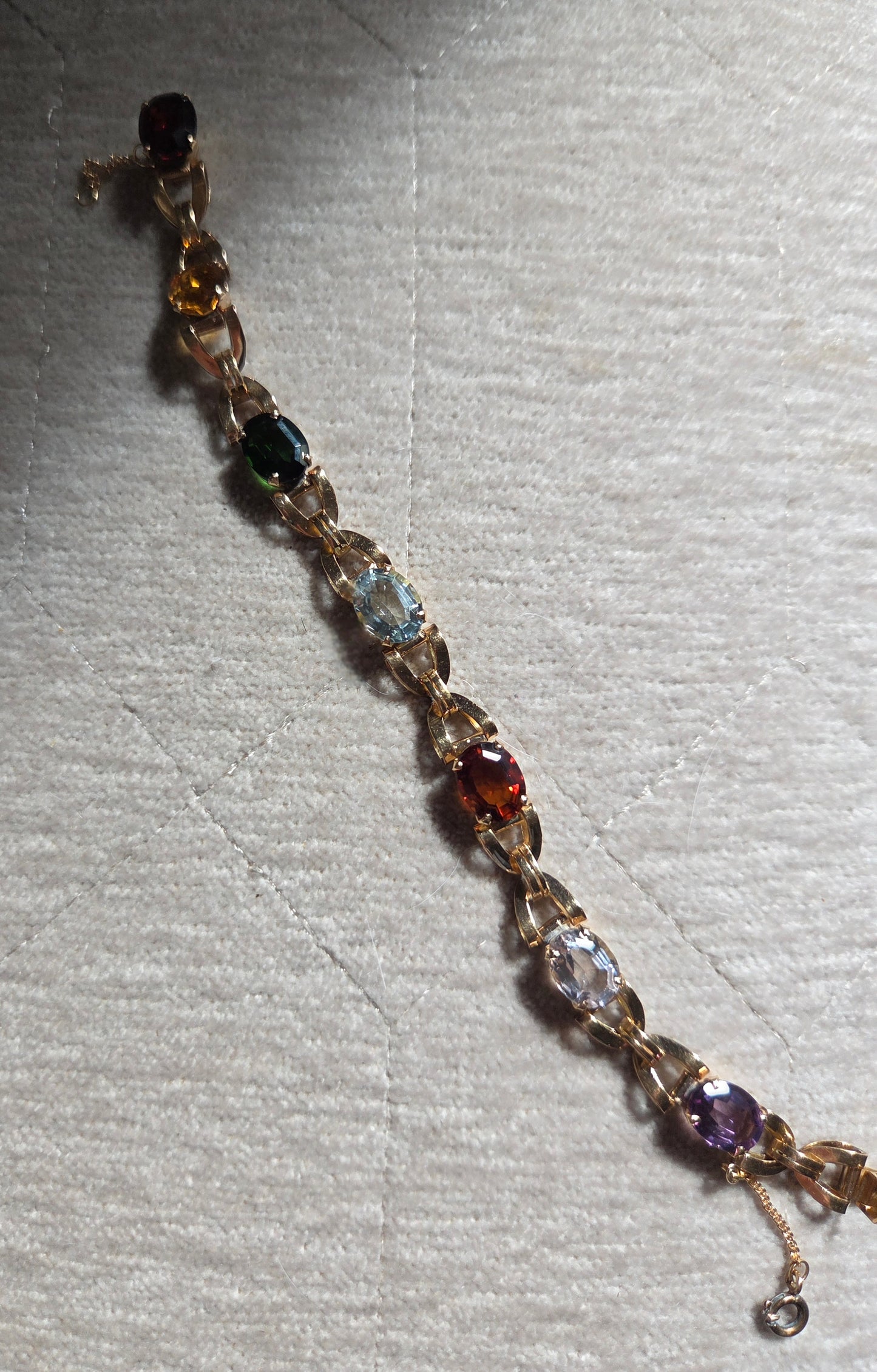 Vintage Retro Multi Gemstone Bracelet 18k Gold