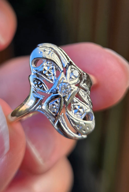 Art Deco Shield Dinner Ring