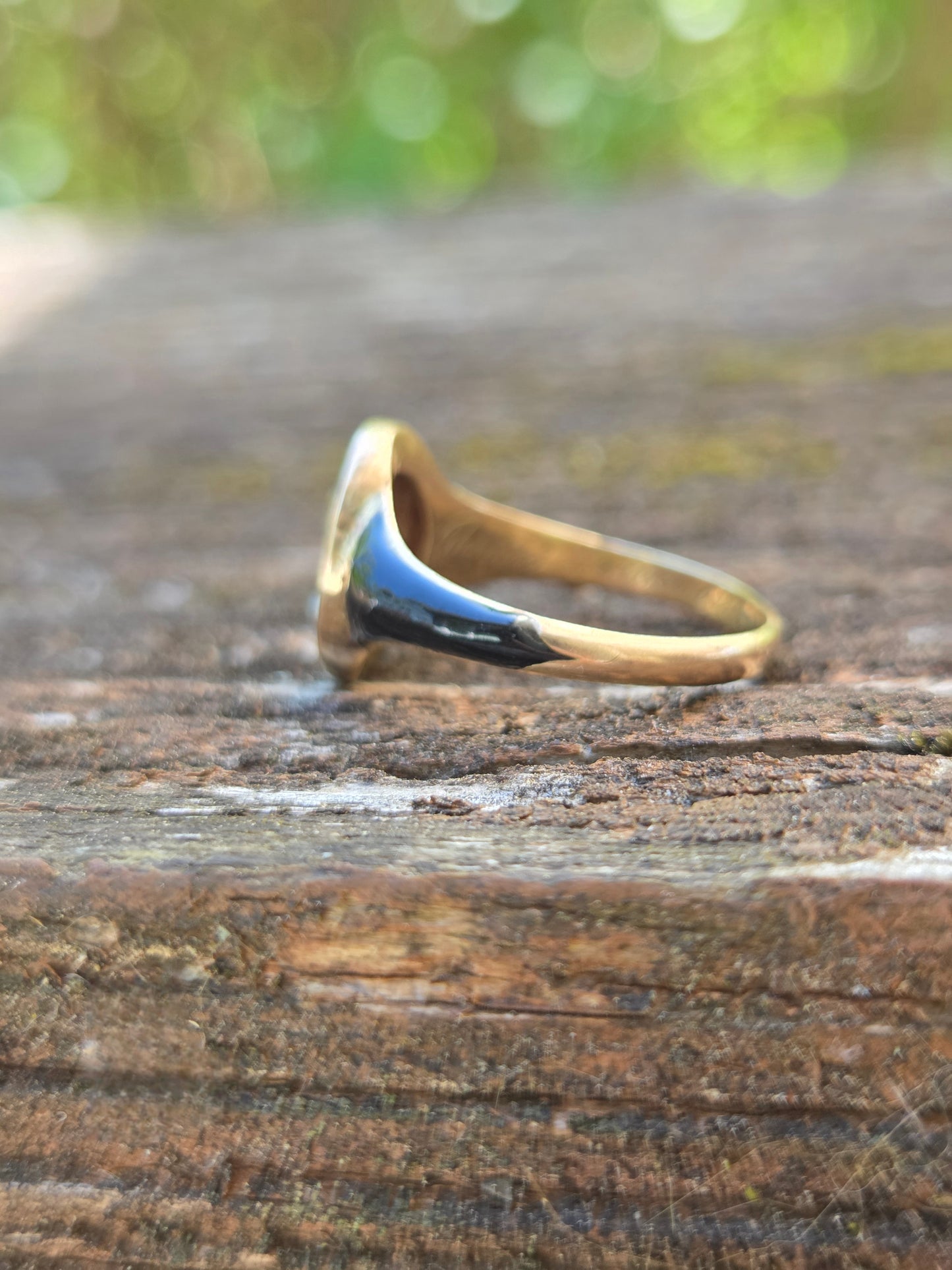 Victorian Mourning Enamel 15k Gold Ring