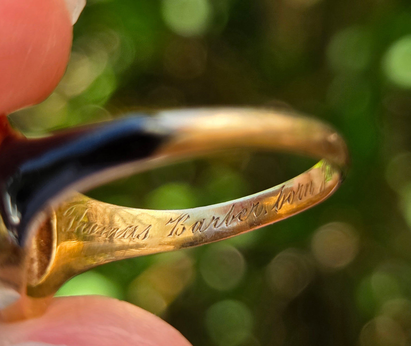 Victorian Mourning Enamel 15k Gold Ring