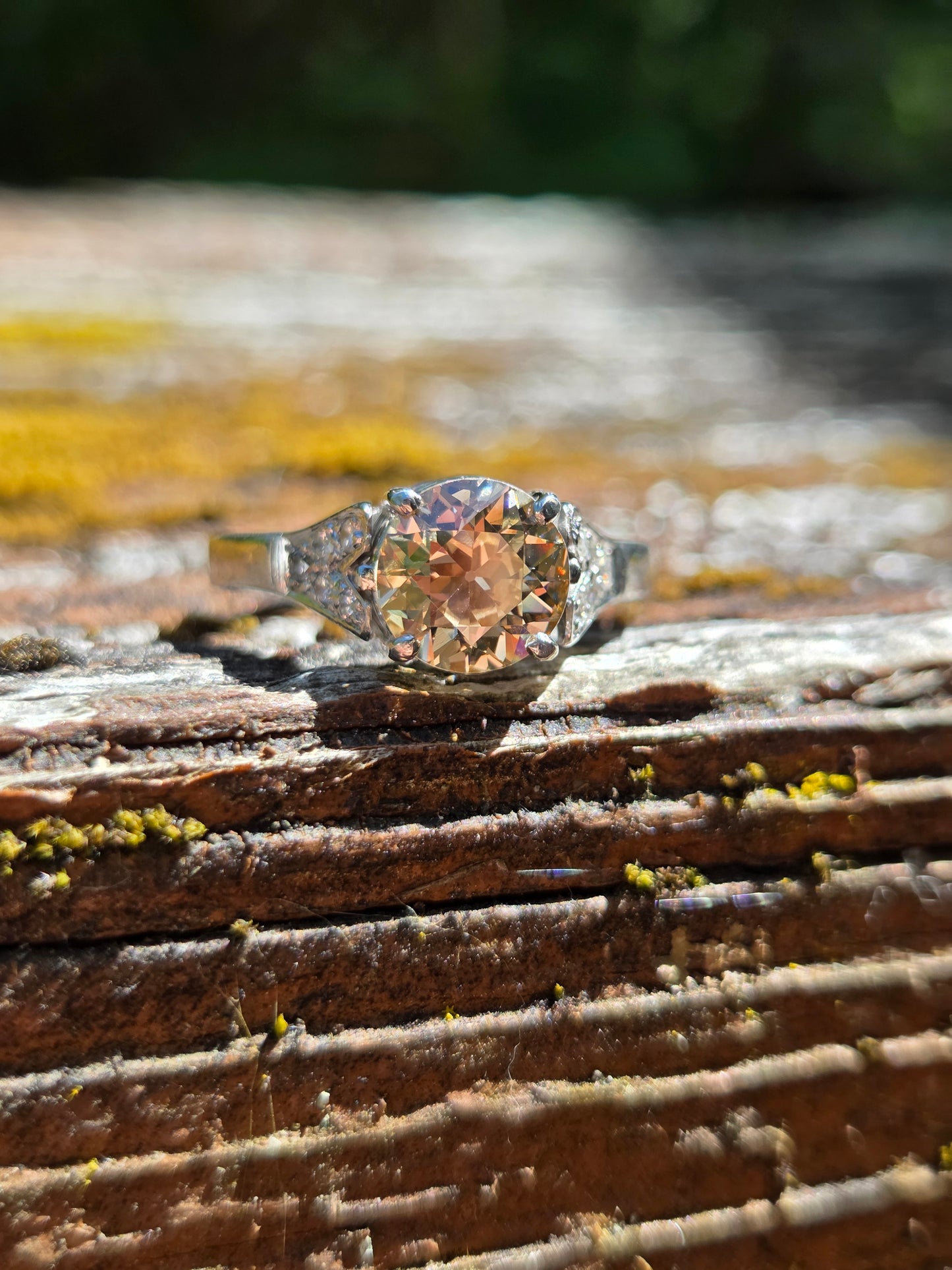 Antique Fancy Color Diamond Platinum Ring