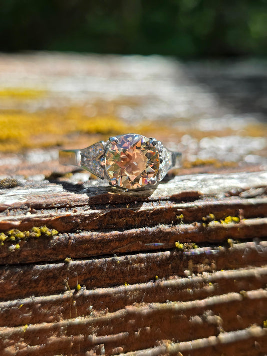 Antique Fancy Color Diamond Platinum Ring