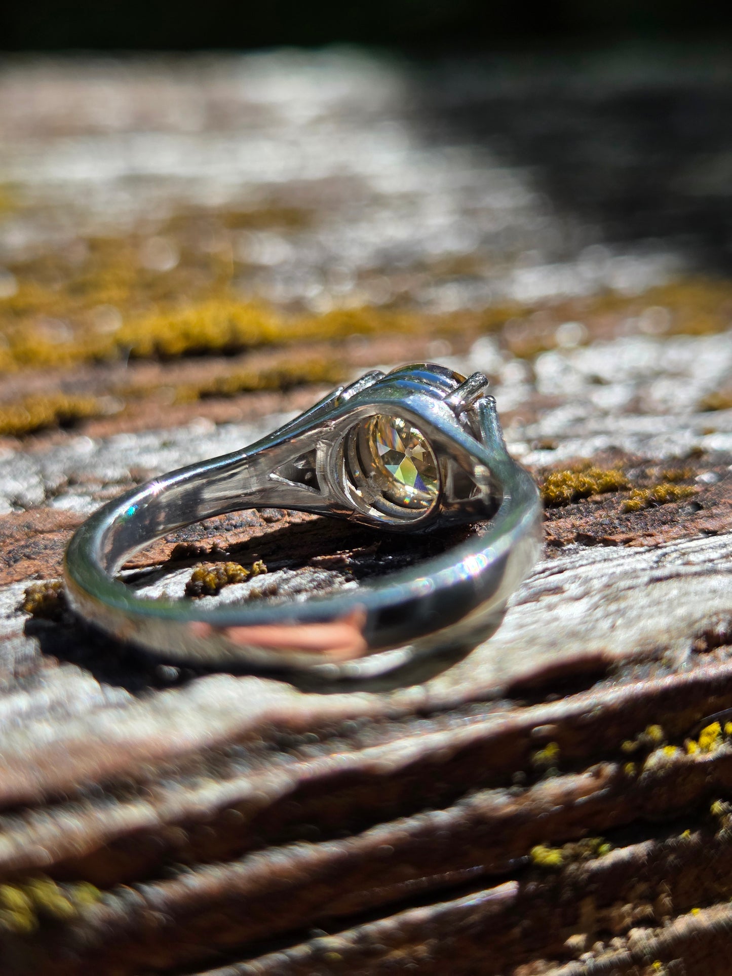 Antique Fancy Color Diamond Platinum Ring