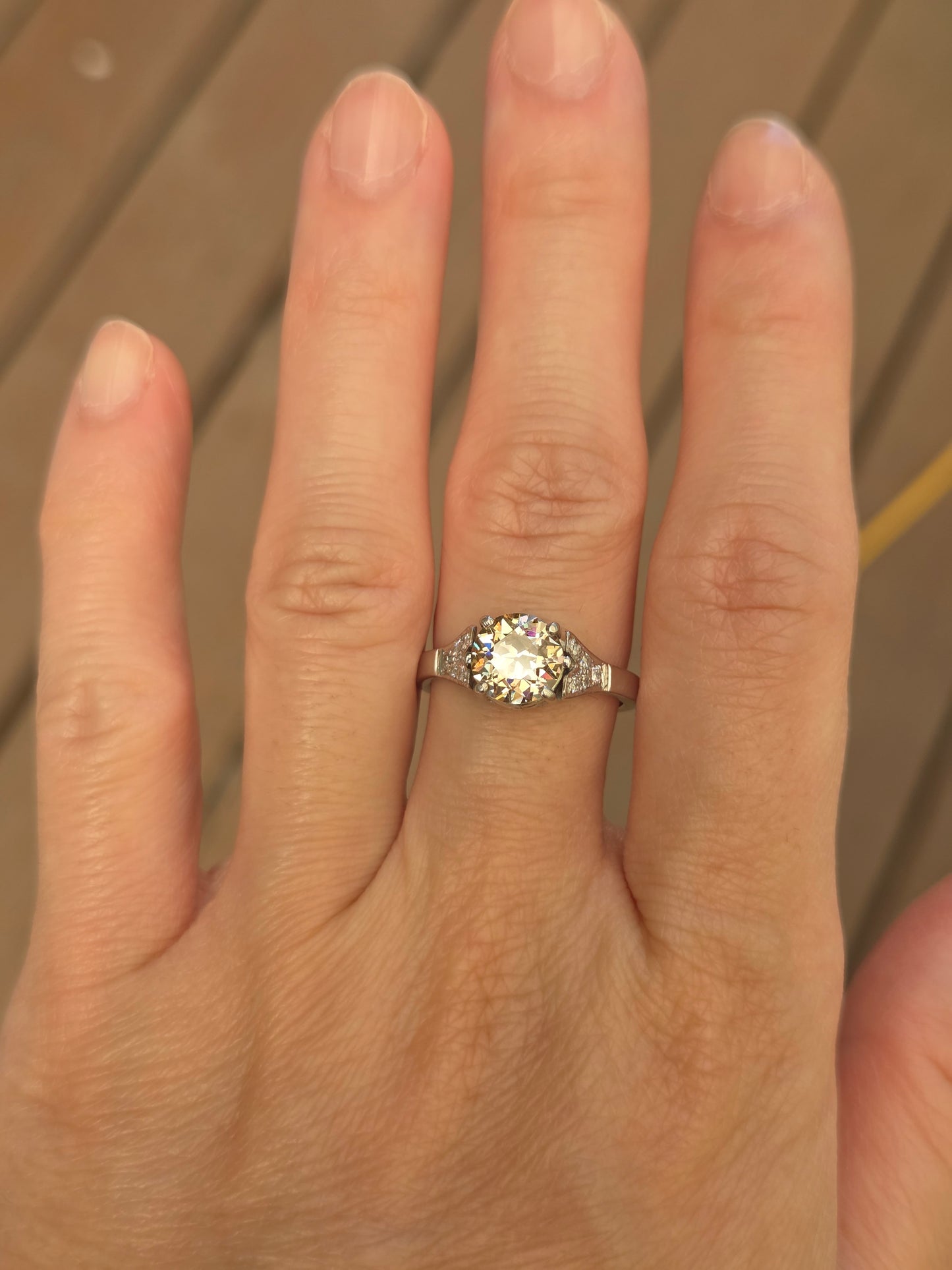 Antique Fancy Color Diamond Platinum Ring