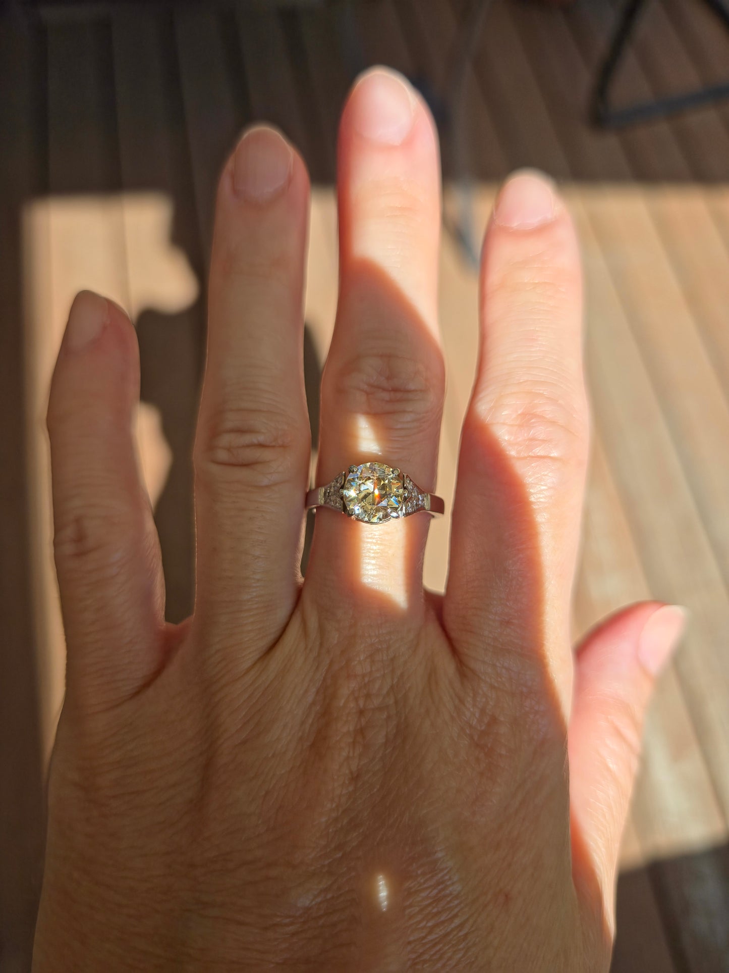 Antique Fancy Color Diamond Platinum Ring