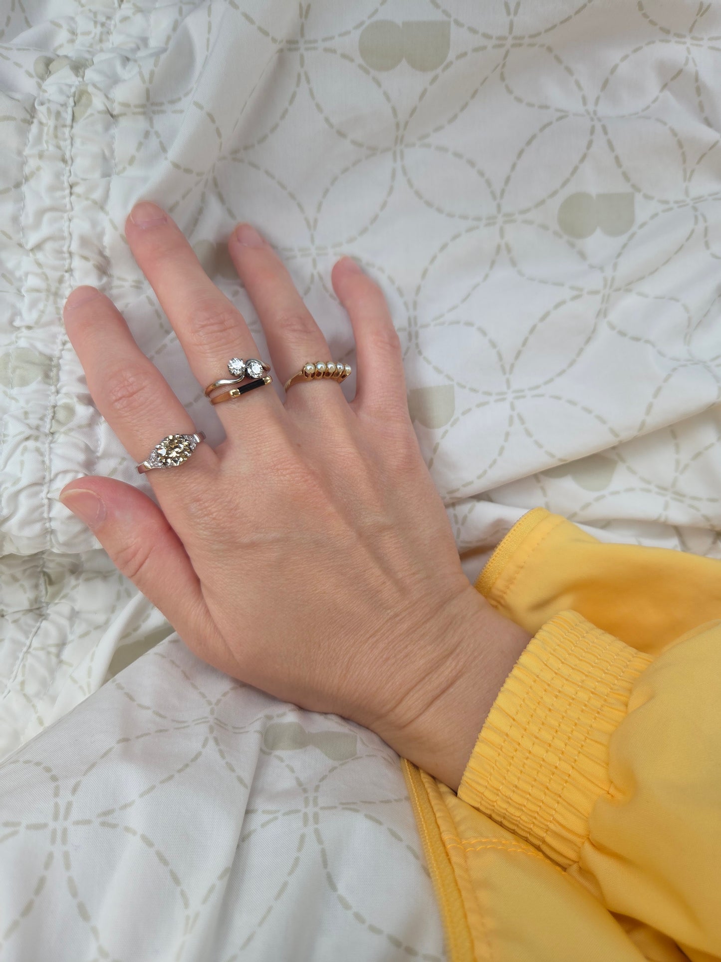 Antique Fancy Color Diamond Platinum Ring