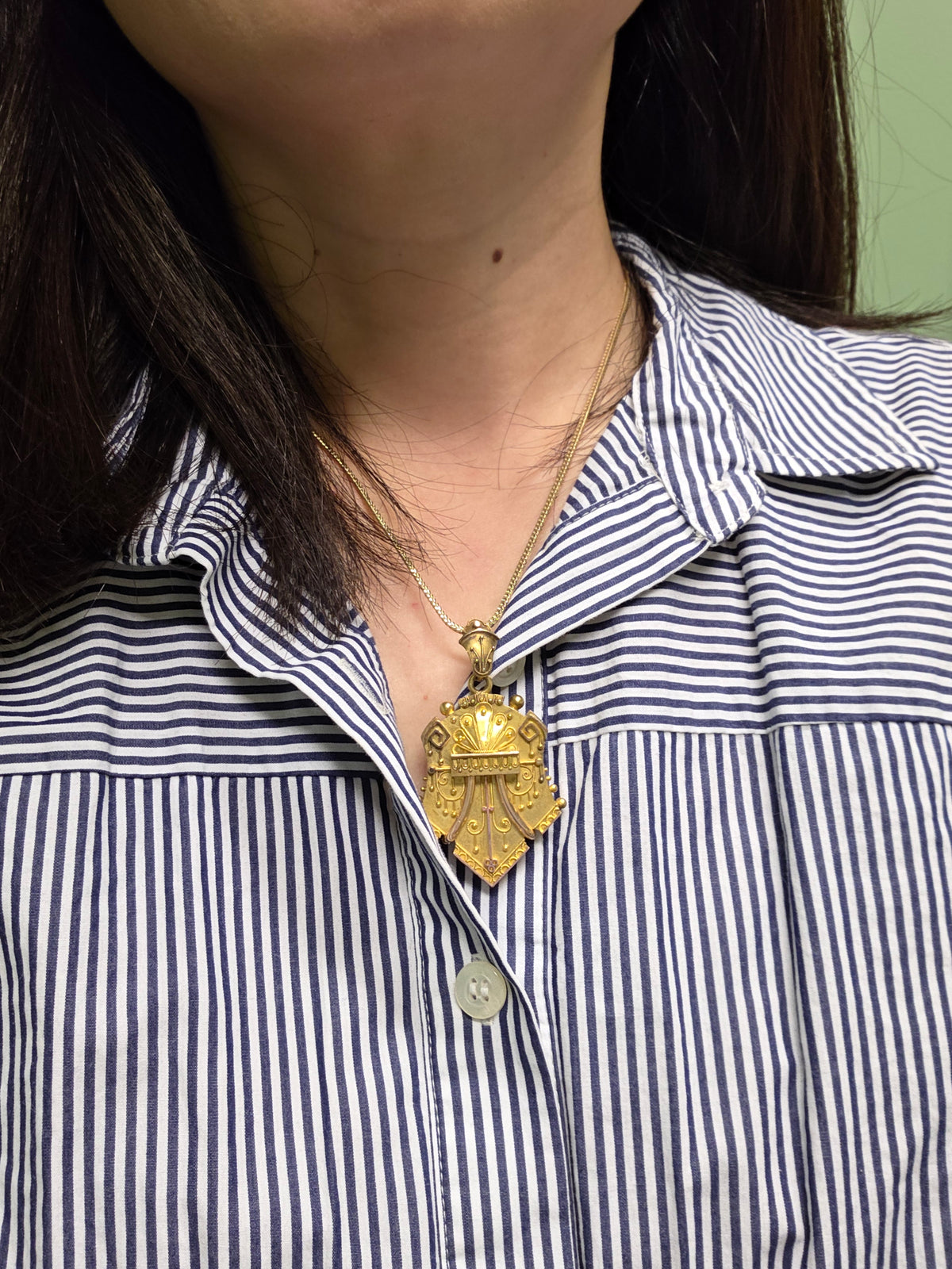 Victorian Etruscan Revival Locket 15k Gold