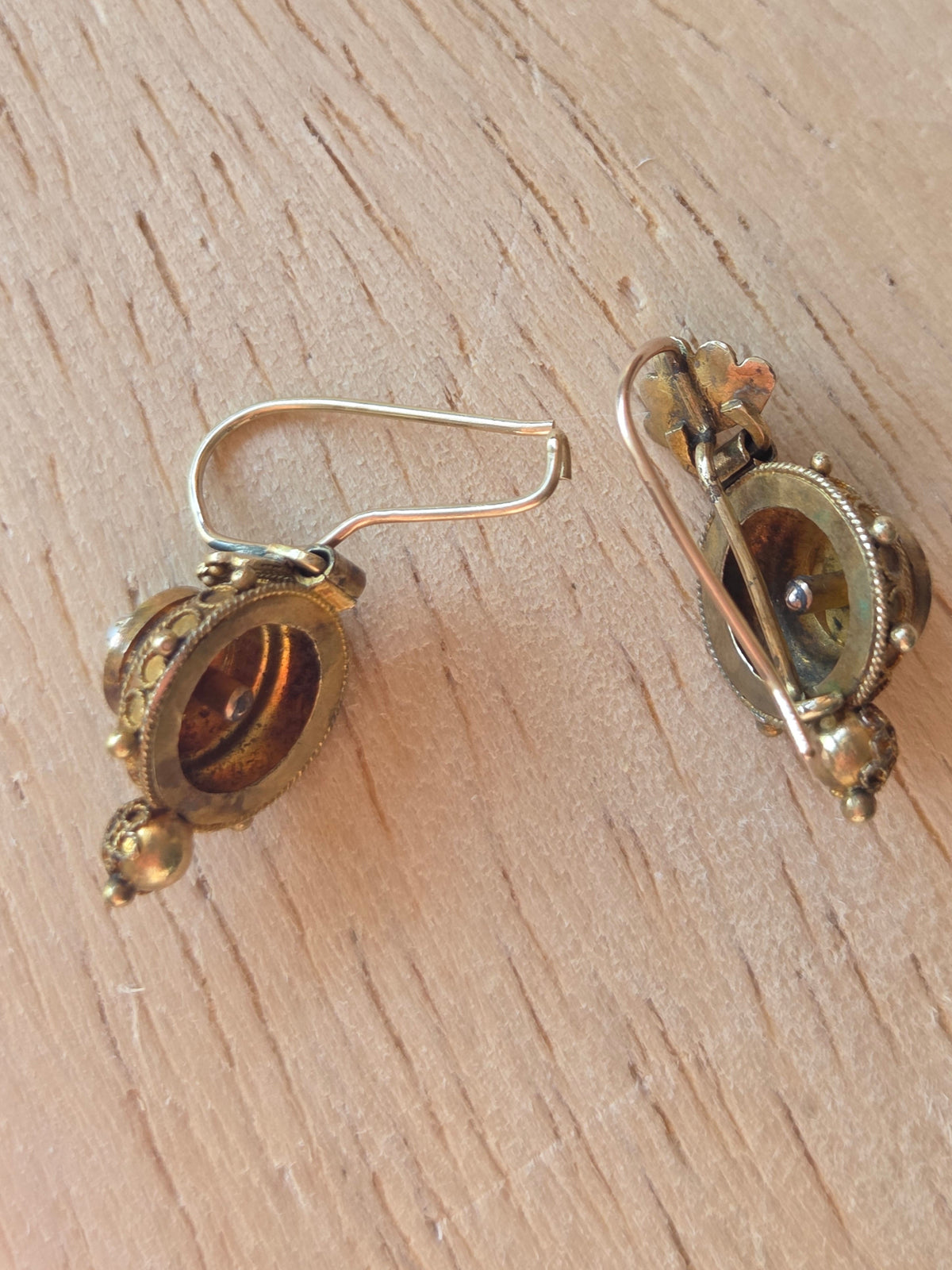 Victorian Etruscan Revival Earrings 14k Gold