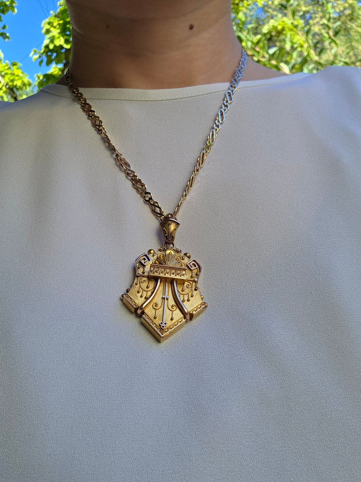 Victorian Etruscan Revival Locket 15k Gold