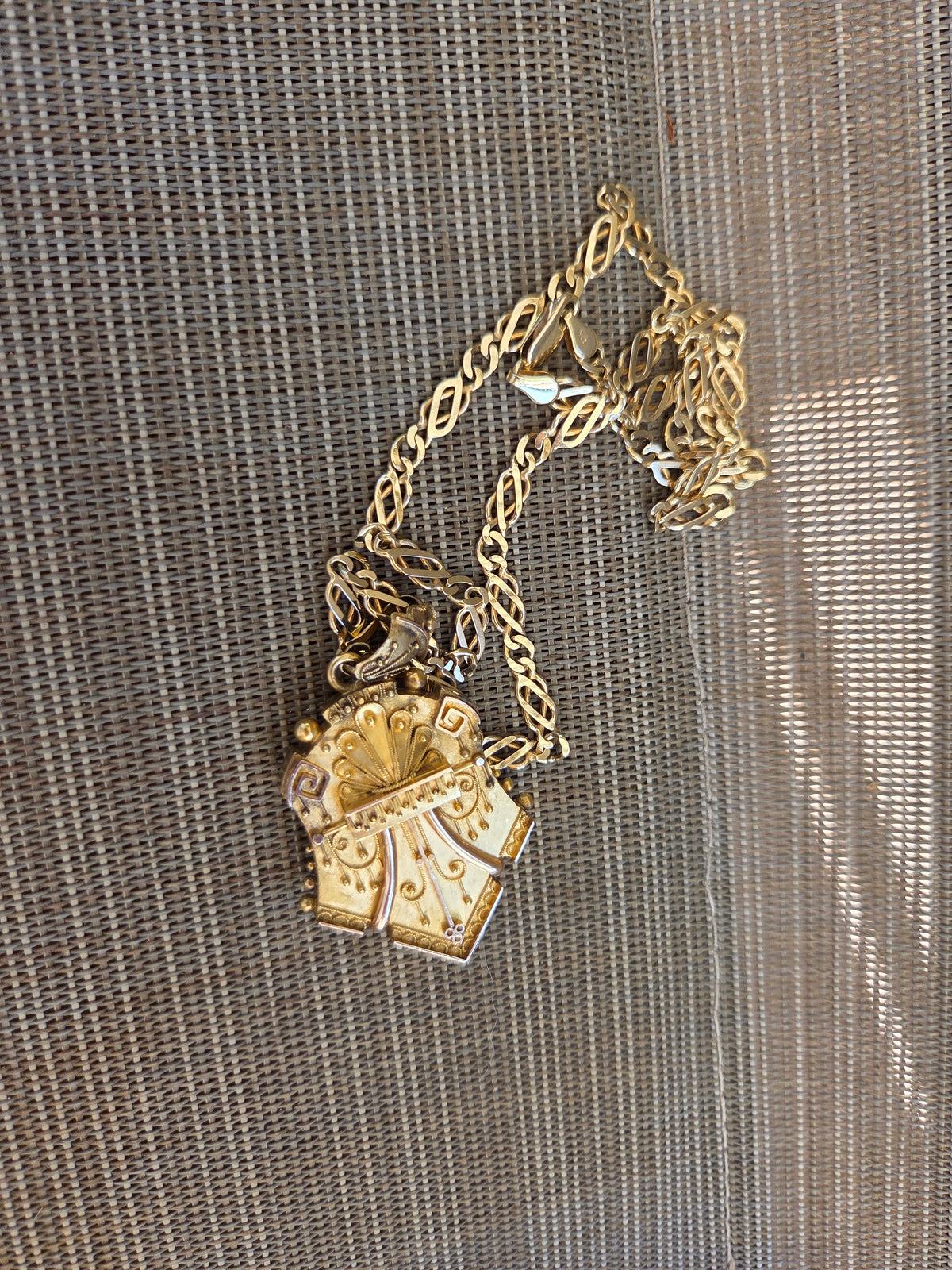 Victorian Etruscan Revival Locket 15k Gold