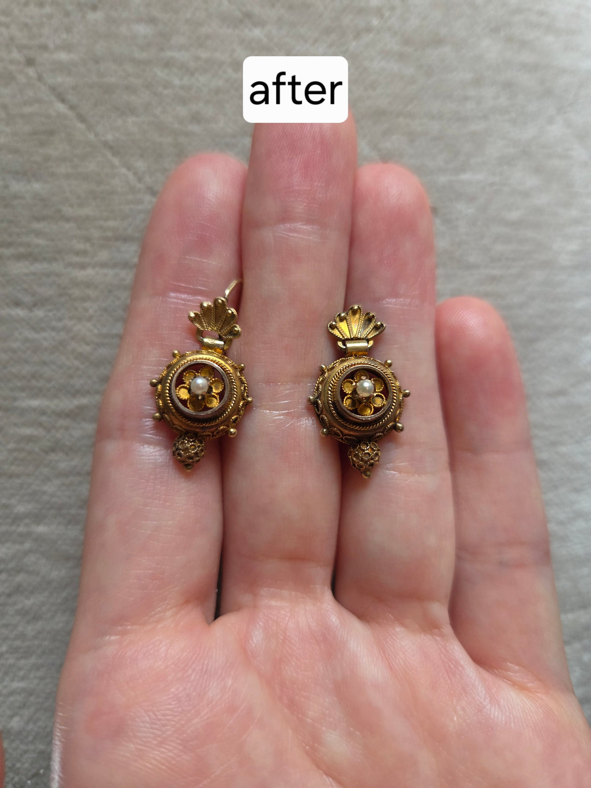 Victorian Etruscan Revival Earrings 14k Gold