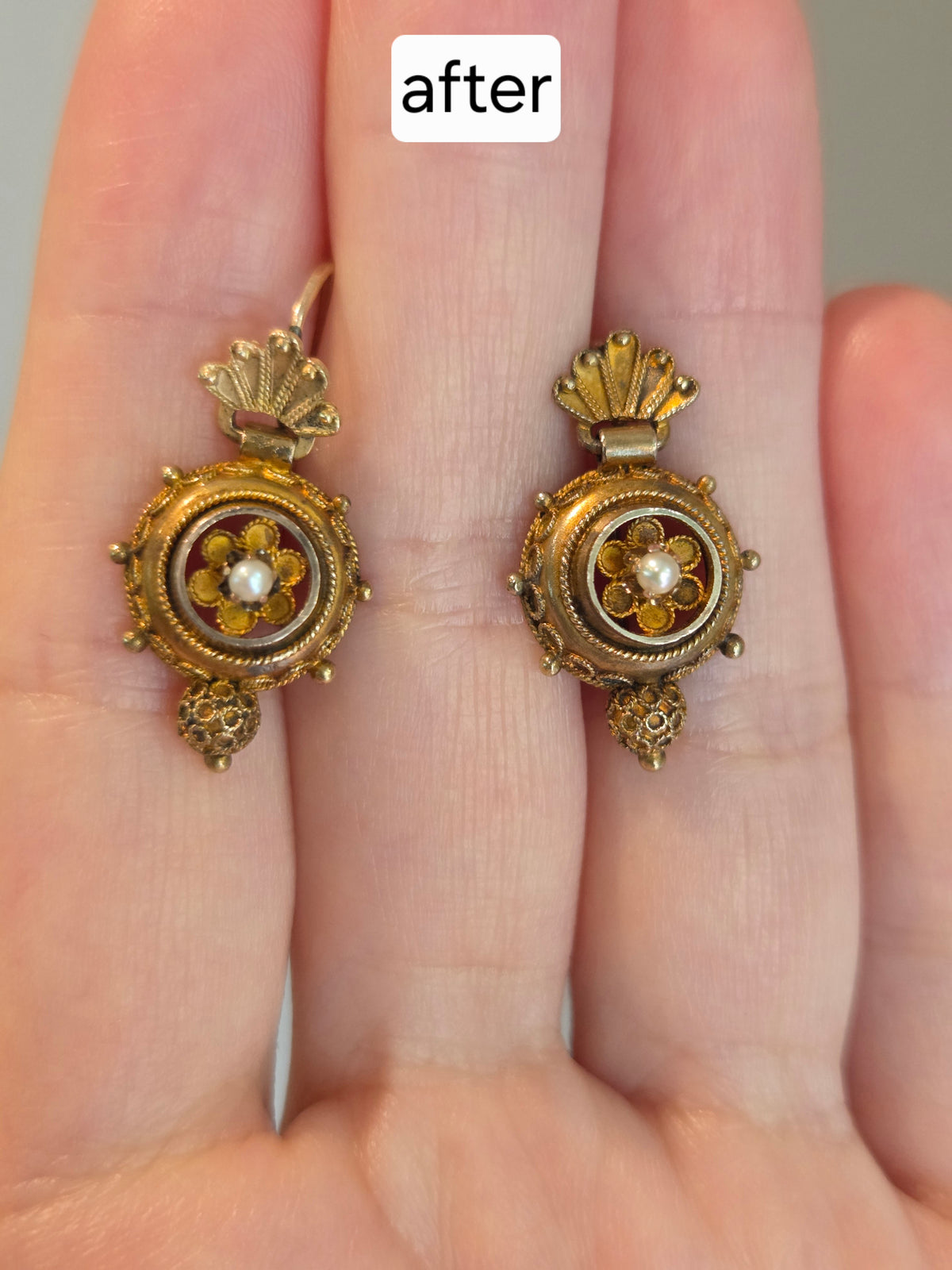 Victorian Etruscan Revival Earrings 14k Gold
