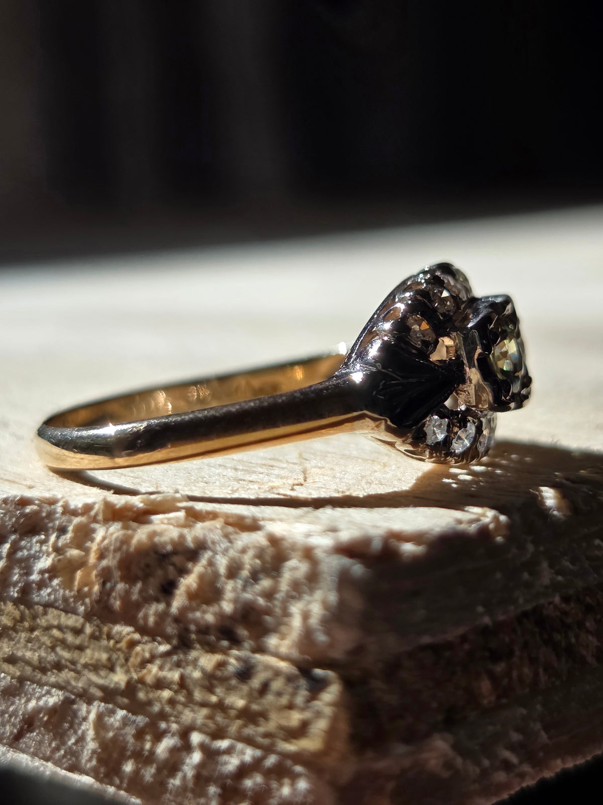 1930s Diamond and Demantoid 14k Gold Ring