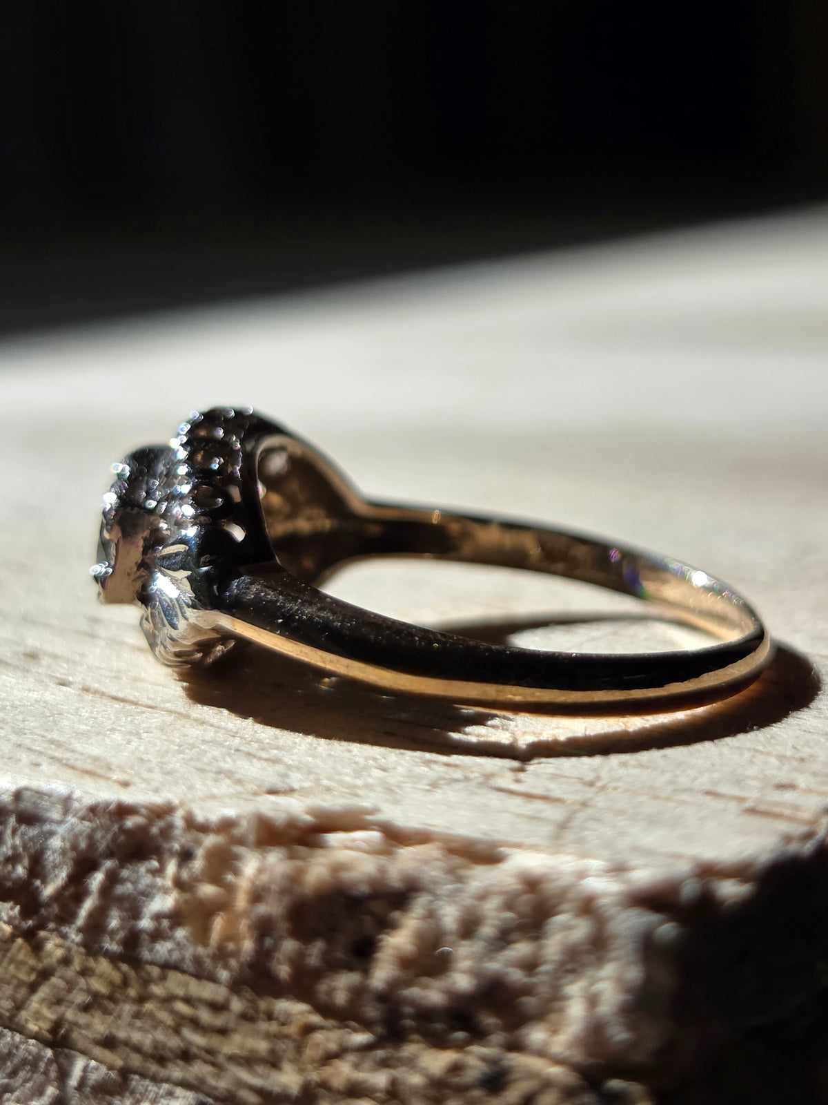 1930s Diamond and Demantoid 14k Gold Ring