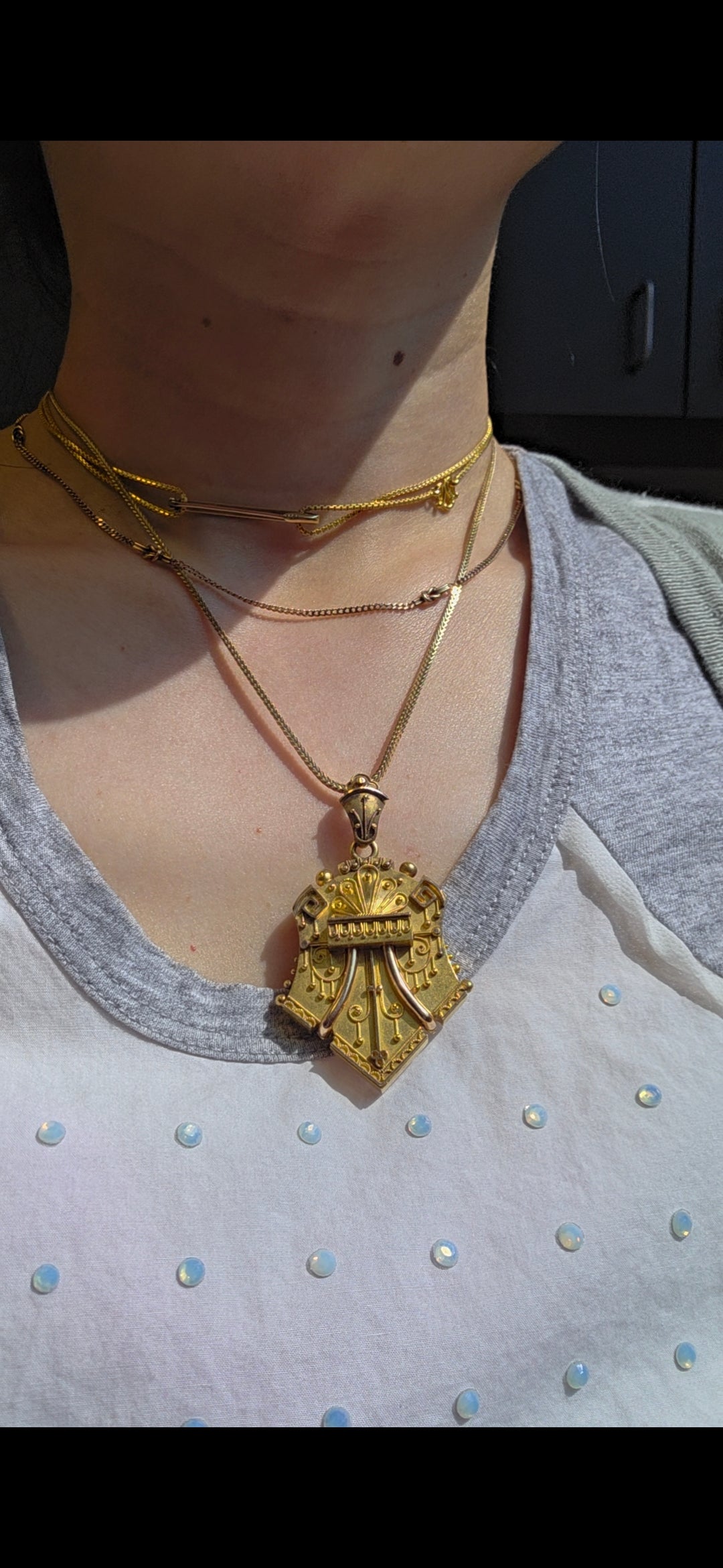 Victorian Etruscan Revival Locket 15k Gold