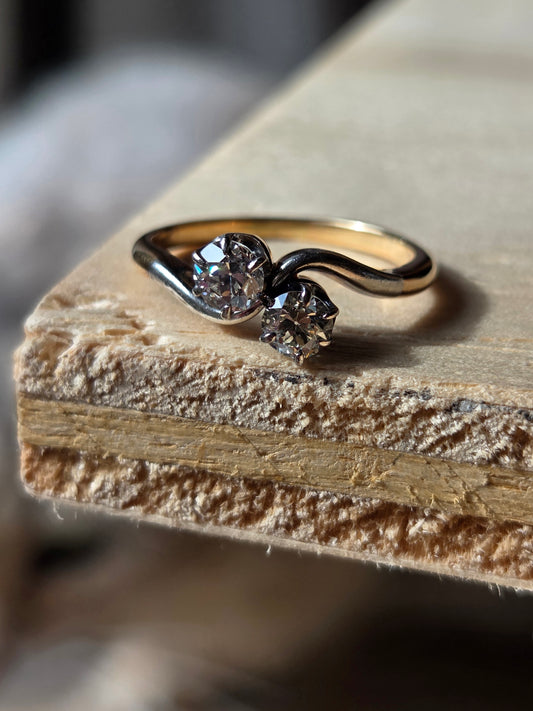Edwardian Toi et Moi Ring 0.72ctw Diamond Ring
